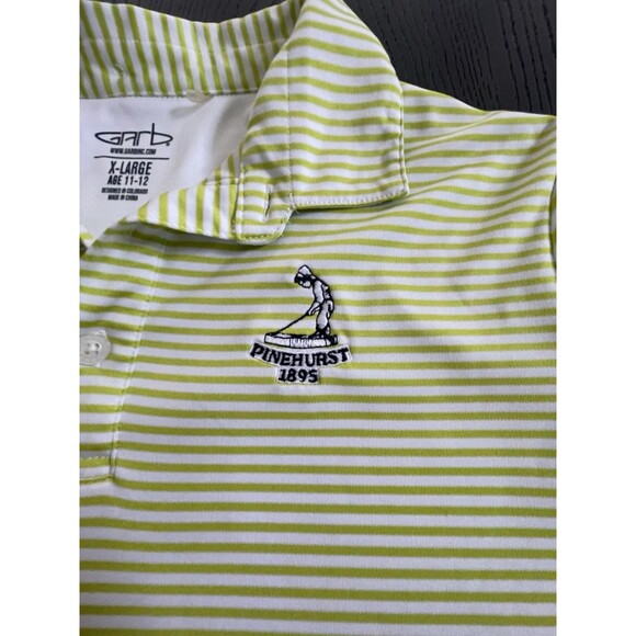 Garb Lime Green Striped Boys Golf Pinehurst Polo Size X-Large - Picture 4 of 6